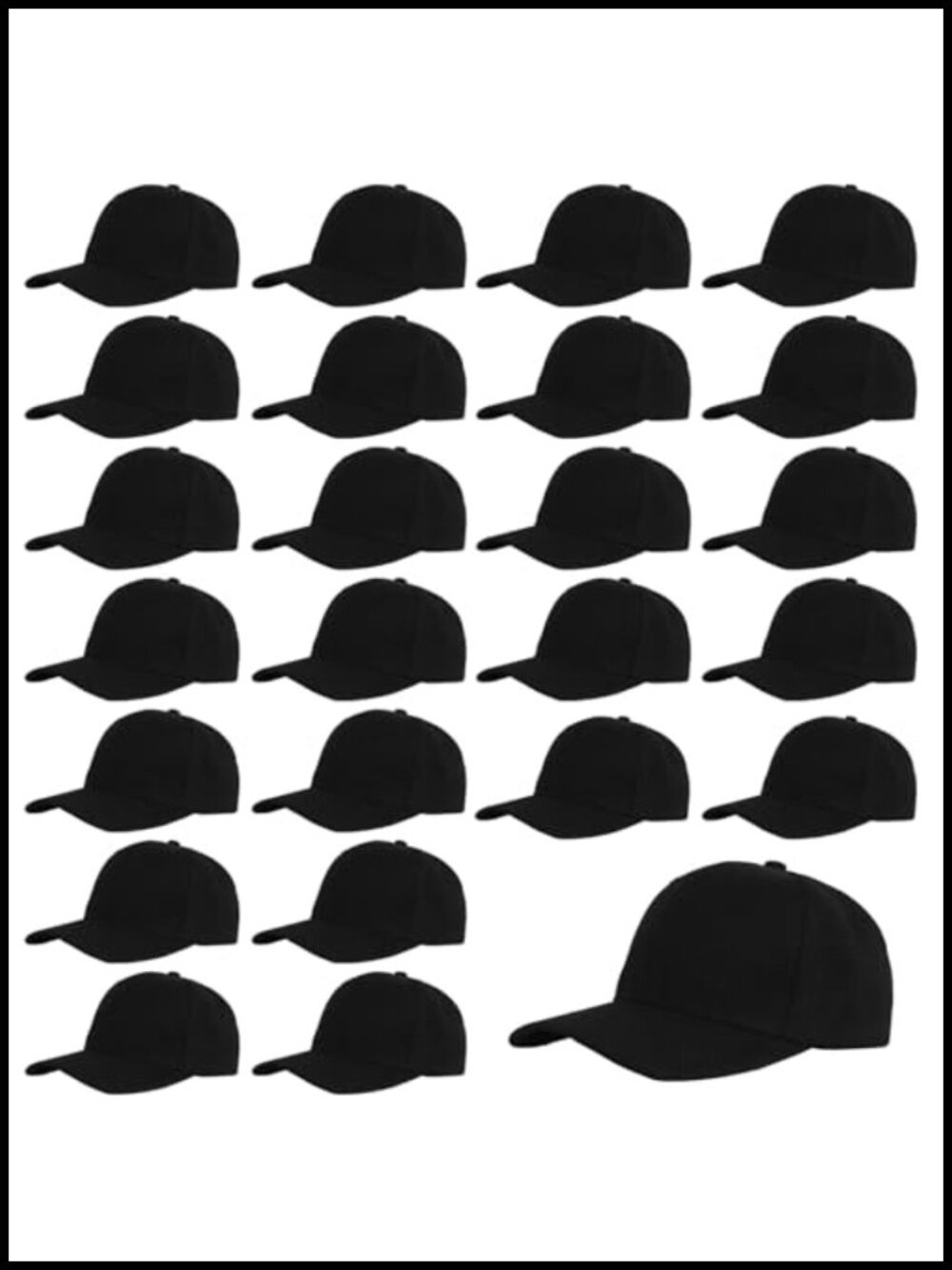 25 Pack Blank Baseball Caps Unisex Adjustable Polyester Baseball Hats for DIY